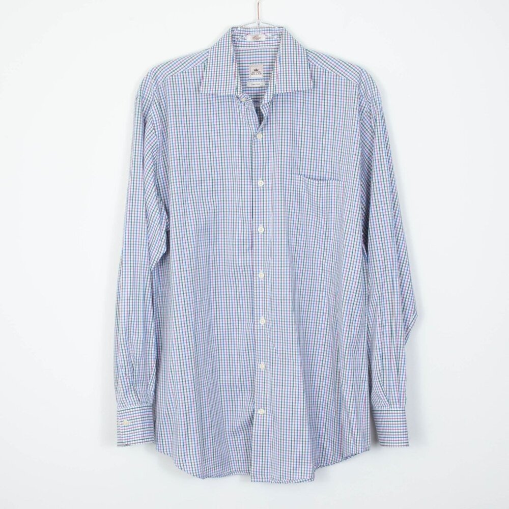 Peter Millar Mens Crown Finish Plaid Button Down Shirt Size L Long Sleeve Preppy